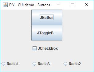 Řídicí komponenty 1/2 Tlačítka JButton zvonková JToggleButton přepínací JCheckBox zaškrtávací JRadioButton a ButtonGroup http://docs.oracle.com/javase/tutorial/uiswing/components/button.