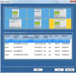 30 KAPITOLA 4. PROGRAMOVÁNÍ ZELIO SOFT 2 4.2 Výběr modulu Po spuštění ikony Vytvořit nový program obdržíme nabídku na výběr modulu. Na výběr jsou zde moduly s displejem nebo bez displeje.