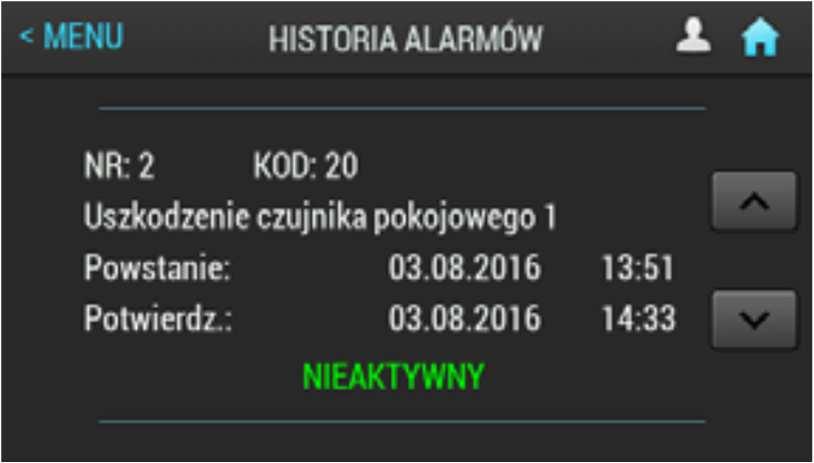 3.11 Historie alarmů Řídicí jednotka má historii alarmů, která je uložena v paměti.
