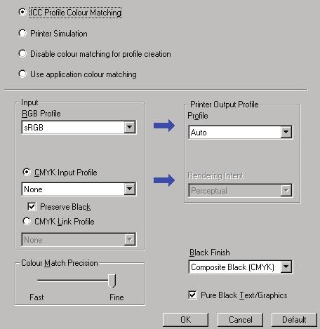 Windows Tyto informace se týkají ovladačů systému Windows pro jazyk PCL 5c, PCL 6 a PostScript. Chcete-li dosáhnout souladu barev se vstupním zařízením RGB, jako je např.