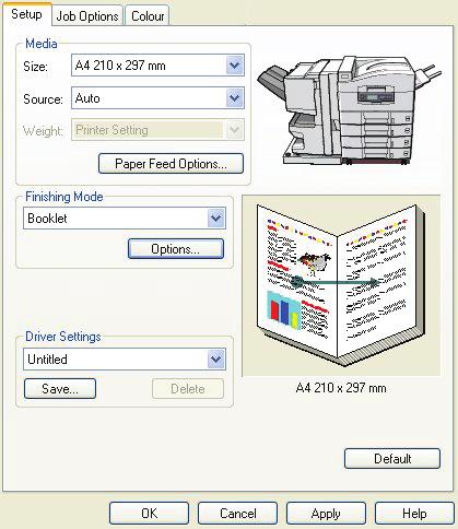 Windows PCL 1. V ovladači na kartě [Nastavení] vyvolejte libovolné uložené [nastavení ovladače], které chcete použít. 2.