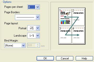 Windows PCL 1. V ovladači na kartě Nastavení zvolte počet stran (Až N), které chcete tisknout na každý list. Výchozí nastavení je jedna stránka na list, maximálně lze nastavit 16 stránek na list. 2.