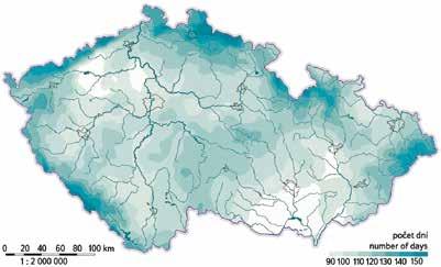 Tabulka 1. Počet dní se srážkovým úhrnem větším než 0,1 mm