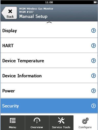 Procedura 1. Na obrazovce Manual Setup (Manuální nastavení) zvolte Security (Zabezpečení). 2.