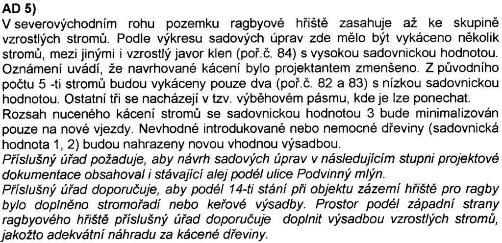 Takovéto opatøení požaduje pøíslušný úøad za dostateèné Pøipomíná však, že režim údržby travnaté plochy høištì musí být navrhnut tak, aby nemohlo dojít ke kontaminaci podzemních ploch a povrchové