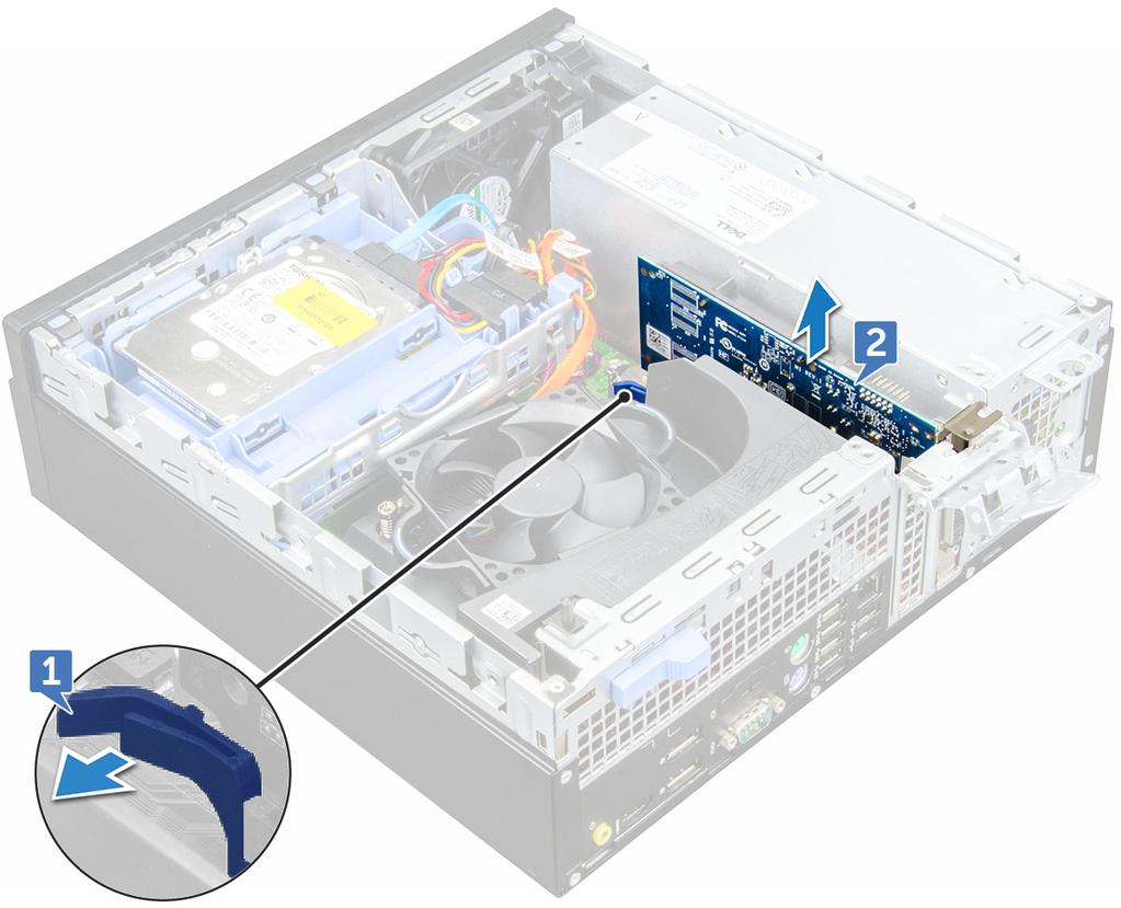 5 Chcete-li vyjmout další rozšiřující karty PCIe, opakujte výše uvedený postup. Montáž rozšiřující karty PCIe 1 Vložte rozšiřující kartu do konektoru na základní desce.