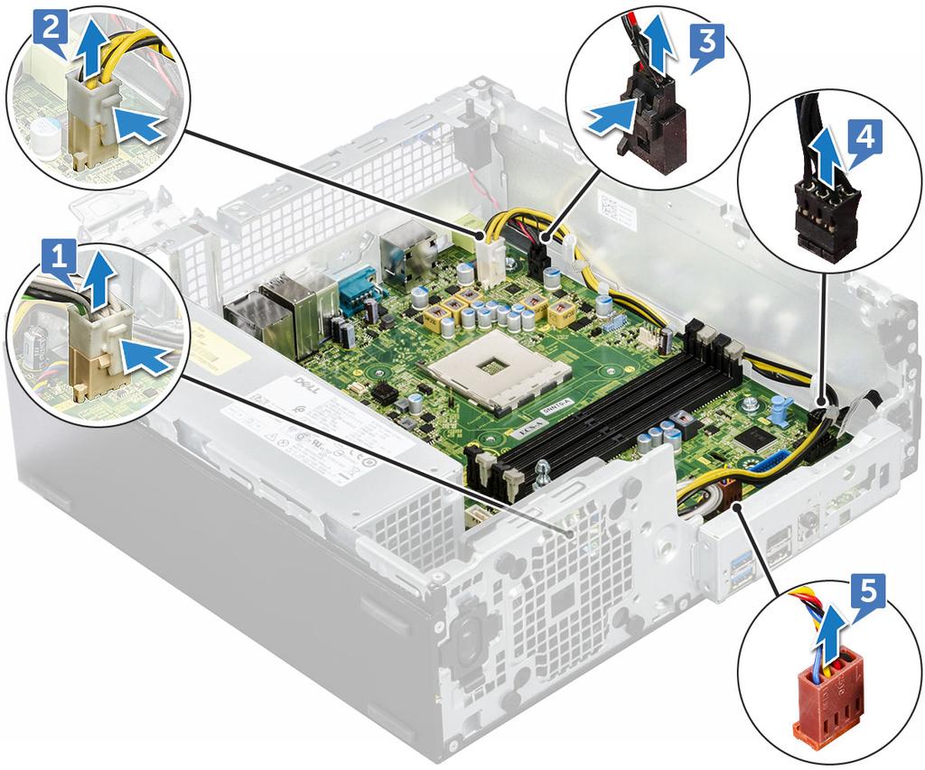 5 Postup vyjmutí panelu I/O: a Vyjměte šroub (6 lb), který přidržuje panel I/O [1].