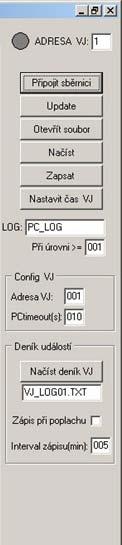 Indikátor stavu komunikace s PVJ: Šedá = PVJ offline Blikající zelená = PVJ online Znovunačtení všech adres a stavů senzorů. Používá se např.