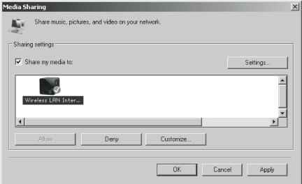 Otevřete platformu UPnP Windows Media Player (11 nebo novější). Alternativně, jiné platformy nebo servery jako například Windows Media Connection.