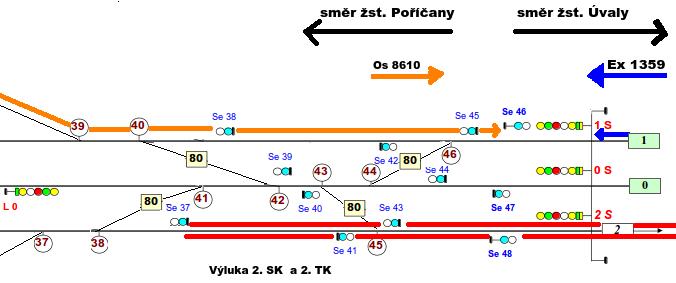 Obr. č. 3: Schéma místa vzniku MU Zdroj: SŽDC, Úprava: DI Obr. č. 4: Schéma místa MU Zdroj: SŽDC, Úprava: DI Z rozboru stažených dat ze SZZ vyplývá, že SZZ vykazovalo normální činnost a technický stav SZZ nebyl v příčinné souvislosti se vznikem MU.