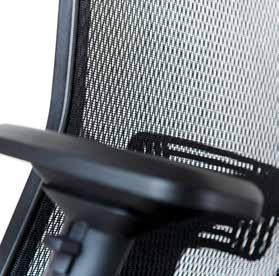 The mesh seat is with a depth regulation. The chair is supplied with height and width 3D adjustable armrests with soft polyurethane foam on the touch parts.