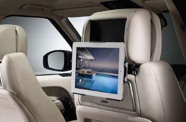 Bezpečné a rychlé uchycení pro ipad 2 / 3 / 4. S logem Land Rover. Od řady ipad 2. Nekompatibilní s 10.2" zábavním systémem pro zadní sedadla.