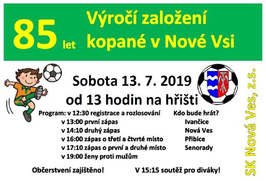 SK Nová Ves IV. tř. muži - skupina B V sobotu 11. 5. se odehrálo 22. kolo na domácím hřišti proti mužstvu Šatava. Zápas skončil výhrou 4:2 (2:0).