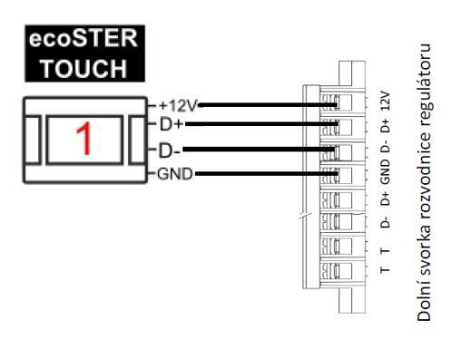 29.6 Připojení pokojového panelu ecoster TOUCH K regulátoru je možné připojit pokojový panel ecoster TOUCH, který může sloužit jako: pokojový termostat, ovládací panel kotle, signalizace alarmů v