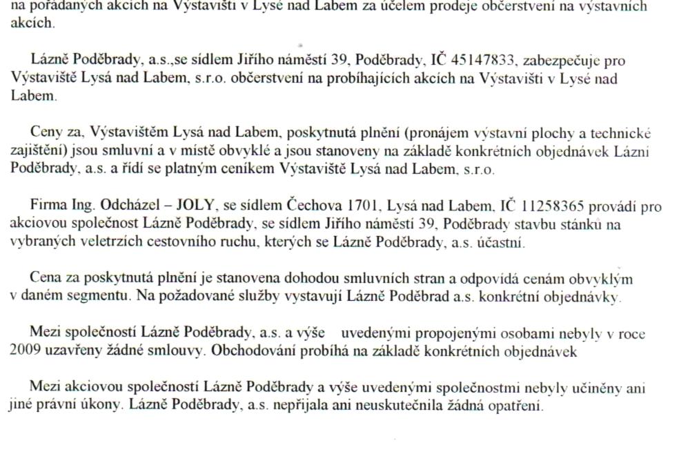 Lázně Poděbrady, a.s. Výroční zpráva za rok 2009 C.