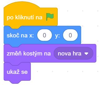 hra (vlastní pojmenování kostýmu postavy) na scéně se objeví padající postava.