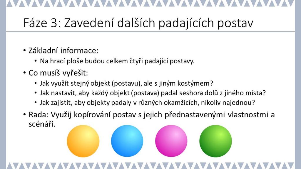 MOŽNÉ POTÍŽE: - Žák nedokáže pracovat s kostýmy ukažte žákovi, kde se nachází kostýmy a jak je může podle potřeby modifikovat.