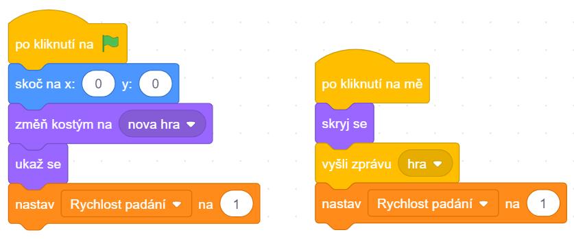 postavy. Když je hodnota Body přesáhne hodnotu 5, tak se nastaví rychlost padání na hodnotu 2.