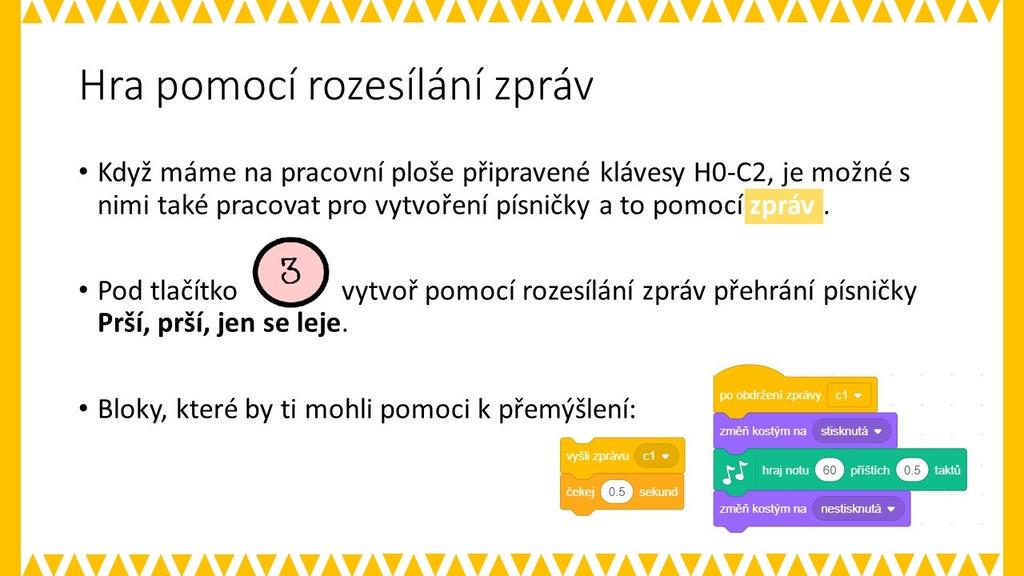 PRACOVNÍ LIST PRO ŽÁKA - SNÍMEK 6 METODICKÉ POZNÁMKY: V předchozích úkolech žáci pracovali pouze se seznamy a tónovou předlohou.