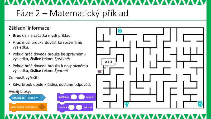 Specifickým problémem, který pravděpodobně nevyřeší žáci sami, může být návrat postavy na startovní pozici po opětovném spuštění hry praporkem.
