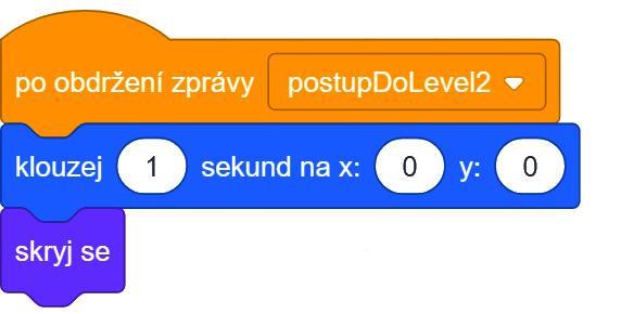 po obdržení zprávy postupdolevel2 se číslice skryje Seznamy (rozšíření o další