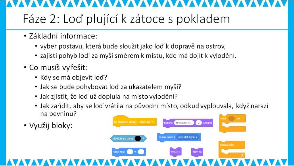 MOŽNÉ POTÍŽE: - Žák má obtíže s prací se zprávami pomozte žákovi prostřednictvím jeho tabulky (jeho náčrtu průběhu hry) a ukažte mu, jak zprávy fungují ve scénářích postav a scén.