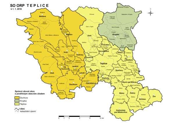 II_1 Základní informace o řešeném území II_1.1 Charakteristika území SO ORP Teplice představuje jeden z 16 SO ORP Ústeckého kraje.