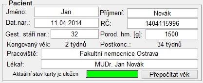 Obr. 41 - ID údaje o pacientovi v poli "Pacient" Řádky Pracoviště a Lékař jsou volány ze dvou dokumentů *.txt a to z Pracoviště.txt a Lékař.txt, které jsou uloženy na stejném místě jako dokument help.