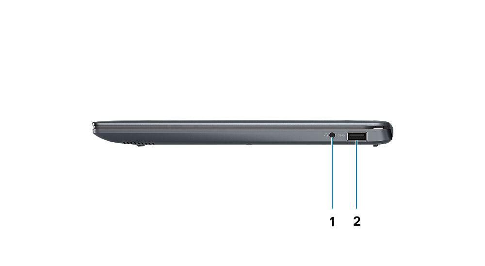 Pohled zleva 1 Port konektoru napájení 2 Indikátor stavu 3 Port HDMI 4 Port USB 3.1 1. generace / 2.