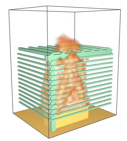 Kapitola 3: Výpočetní část matematický CFD model nedošlo k výraznému šíření poţáru na ostatní části konstrukce pergoly a poţár proběhl pouze v místě hořáku, čímţ se potvrzuje správnost pouţité