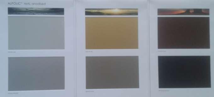 Kompozitní panely ALPOLIC ALPOLIC kompozitní panely real anodised plášť z eloxovaného hliníku Jádro FR (b-s1,d0) či A2 (a2-s1,d0) Základní odstíny od 1000 m 2 (menší