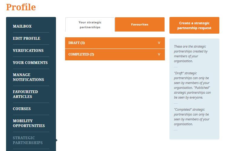 Vytvořte žádost o strategické partnerství Vytvořit žádost o strategické partnerství můžete: na stránce pro strategická