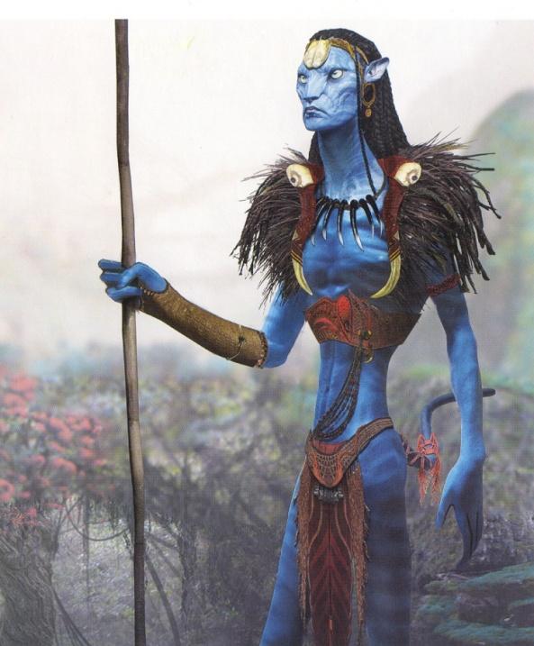 Korelaci s figurou bojovníka lze nalézt ve filmu Avatar u postav z kmene Na vi (viz obr. č. 49). Obr. č. 49. Bojovná pozice avatárů. (Fitzpatrick, 2010: 55).