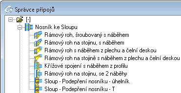 Vytvoření rámového spojení Přípoj rámový roh spojuje sloup s prvky vazníku. Nástroje pro připojení okapů jsou sdruženy v kategorii Nosník ke sloupu nástroje Správce přípojů.