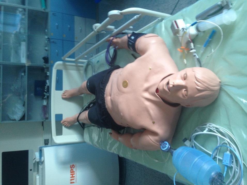 se provádí na figuríně, která představuje lidského pacienta. Figurína pacienta téměř totožně vystihuje fyzikální vlastnosti dospělé ženy nebo muže viz Obrázek 2.