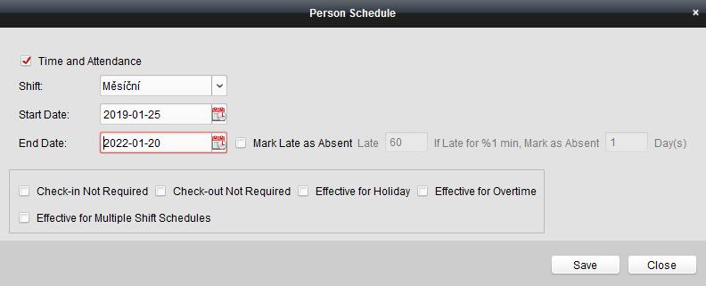 Str. 09 4) Personal Schedule V rámci Personal Schedule funkce můžete nastavovat osobní rozvrhy a plány jednotlivým osobám. Zaškrtnutím možnosti Time and Attendance aktivujete funkci.