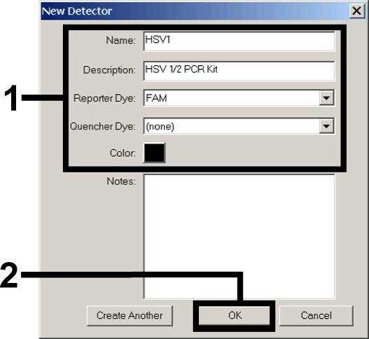 8.5.1.2 Vytvoení/volba detektor V nabídce Tools, v podnabídce Detector Manager, piate dokumentu odpovídající barviva detektoru.