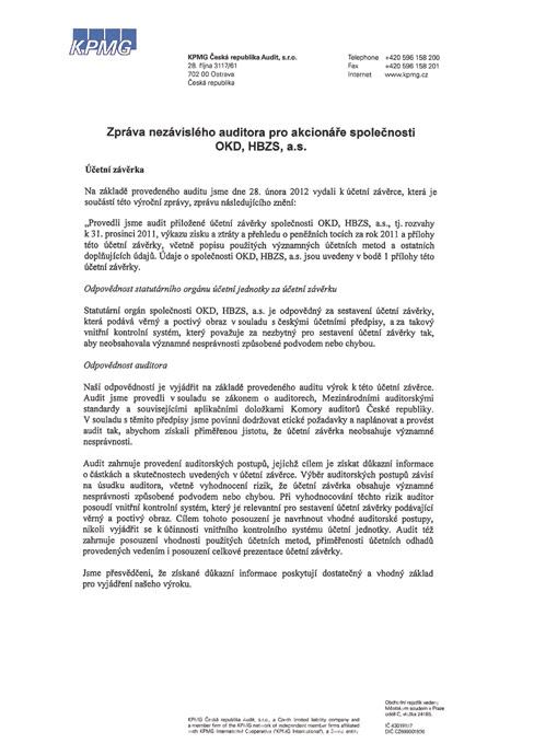 Zpráva auditora Auditor s report 61