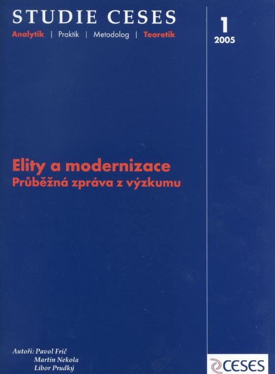 Hlavní výstupy roku - pokračování Studie CESES 1 2 3 4 5 6 7 8 9 10 11 12 Elity a modernizace P. Frič, L. Prudký, M.