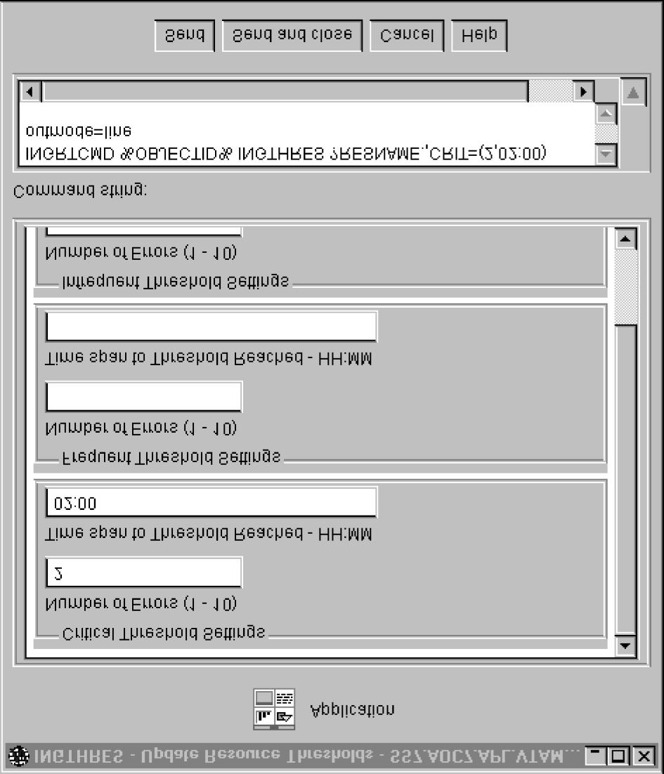 Issuing Commands from the NMC Interactive Figure 141. Parameter Window for INGTHRES All parameter windows consist of two parts.
