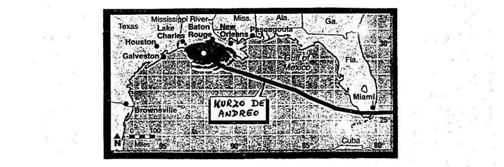 * * * Originala artikolo por Bulteno * * * "Andreo" detruis vastajn regionojn de Florido kaj Louisiana La plej severa uragano de la jarcento en Usono detruis grandajn partojn de la ŝtatoj Florido kaj