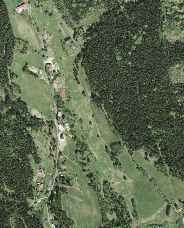 Pøíloha M4 Lesní obrysová mapa na podkladu starší ortofotomapy ((c) ÈÚZK) Legenda 1:4000
