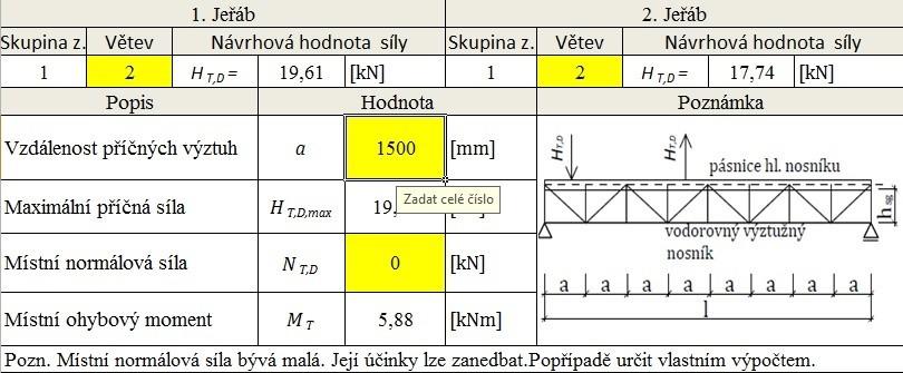 61 Příčné vodorovné síly Hodnoty potřebné pro posouzení nosníku podle mezních stavů únosností jsou uloženy do tabulky (obr. 62). Jestliže byly všechny hodnoty vyplněny, přejde uživatel na další list.