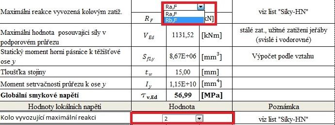 67 Posouzení stojiny v neutrální ose průřezu při maximálním smykovém napětí Posouzení stojiny při interakci napětí Interakce napětí se posuzuje v rozhodujících průřezech nosníku.