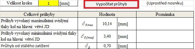 6.6 Mezní stav použitelnosti hlavní nosník JD Svislé průhyby Posouzení nosníku dle mezních stavů použitelnosti je na listu MSP HN.