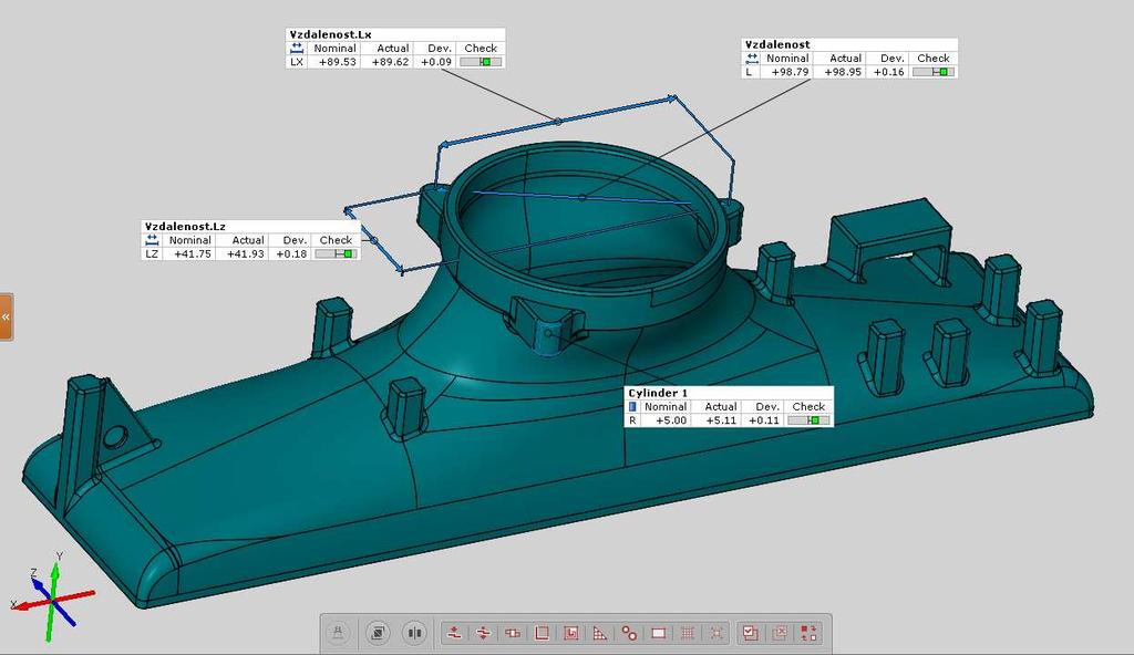 Pokud máme k dispozici 3D CAD model, je měření značně usnadněno. CAD model je přeložen přes model STL a ustaven. Souřadný systém je převeden z modelovacího programu, ve kterém byl CAD model vytvořen.