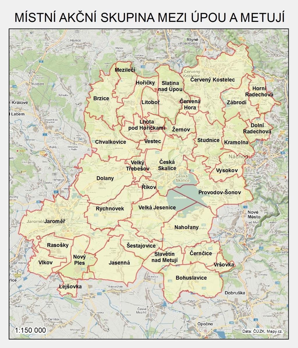 2. Základní údaje o území MAS MÍSTNÍ AKČNÍ SKUPINA MEZI ÚPOU A METUJÍ třída T. G.
