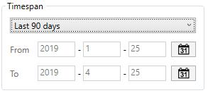 Figura 14 Prohlížeč výsledků Časový interval událostí lze vybrat podle