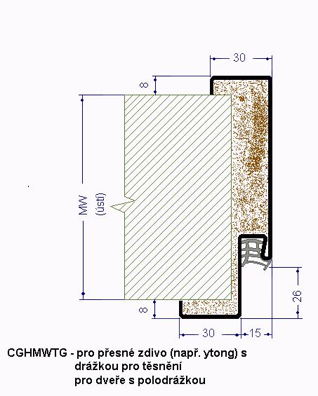 Stavební připravenost pro interiérové dveře do ocelové zárubně pro přesné zdění Zárubně jsou určené k zazdívání do přesného zdiva.