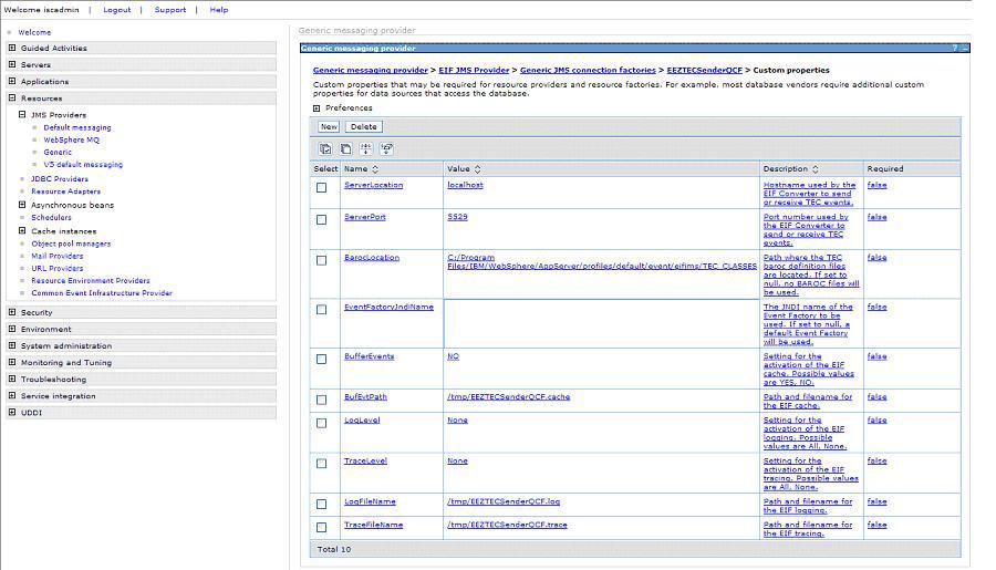 properties (see Figure 7). b. Set ServerLocation to your TEC server name. c.